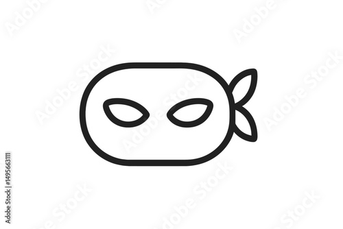 Cartoon ninja character with simplified features and symmetrical design in black and white format