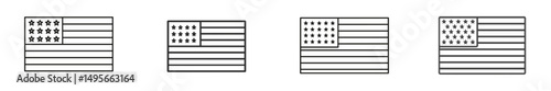 Different representations of a national flag displayed in a creative arrangement celebrating unique designs