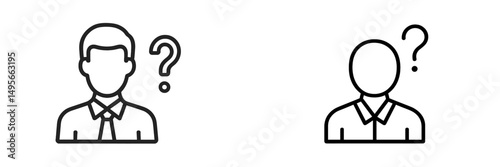 Silhouettes of two individuals with question marks representing uncertainty in identity and role in a professional setting