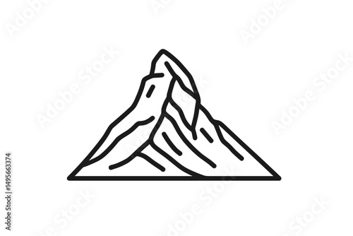 Beautiful mountain peak with bold lines and unique contours in minimalist art style