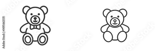 Cute teddy bears in simple designs showcasing varying expressions and features in a playful style for children's decor and toys