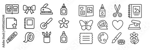 Craft supplies and tools displayed in a creative arrangement for arts and DIY projects