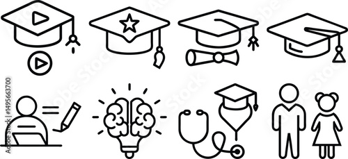 Science icons set – thin line, editable stroke vectors for physics, chemistry, biology research, sciences and laboratory education
