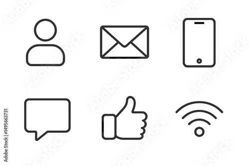Icons representing communication tools and social interaction in a digital world for modern connectivity