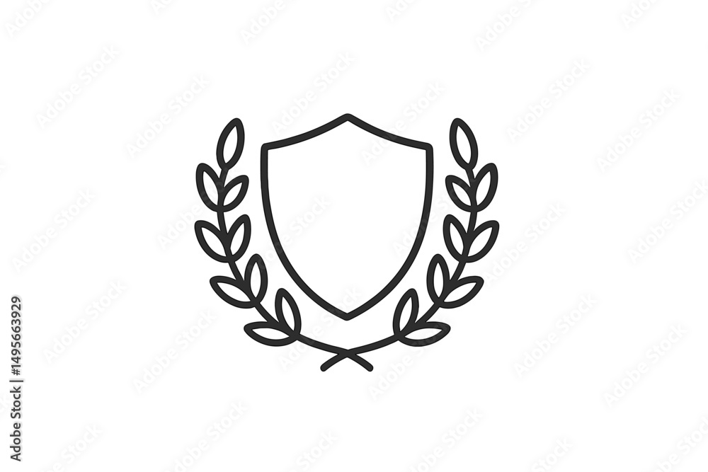 Obraz premium Symbol of achievement featuring a shield and laurel wreath for recognition and success in various fields