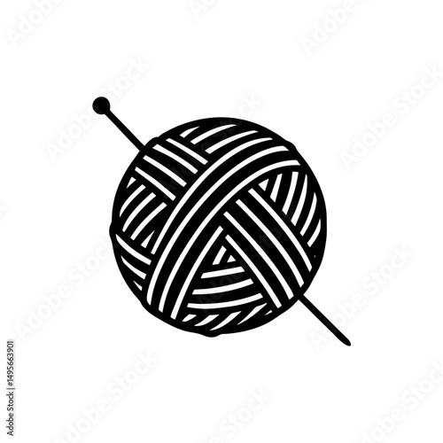 knitting ball of yarn with needles   crafts 