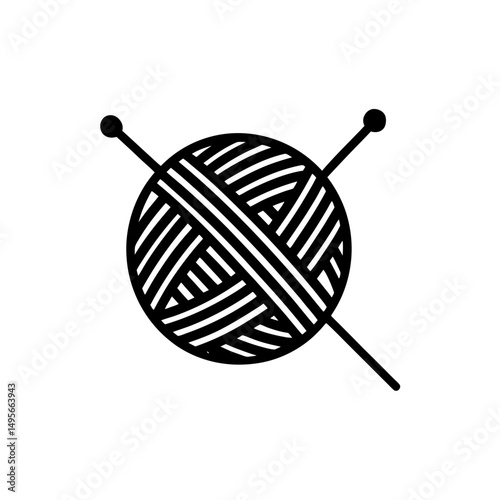 knitting ball of yarn with needles   crafts or han.svg
