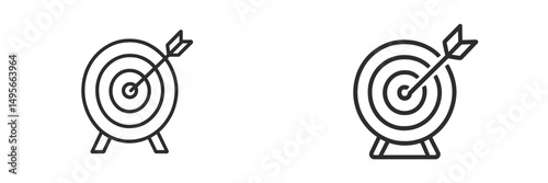 Creative archery targets with arrows hitting the bullseye in a minimalistic design showcased on a white background