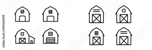 Collection of simple barn illustrations showcasing different designs and features