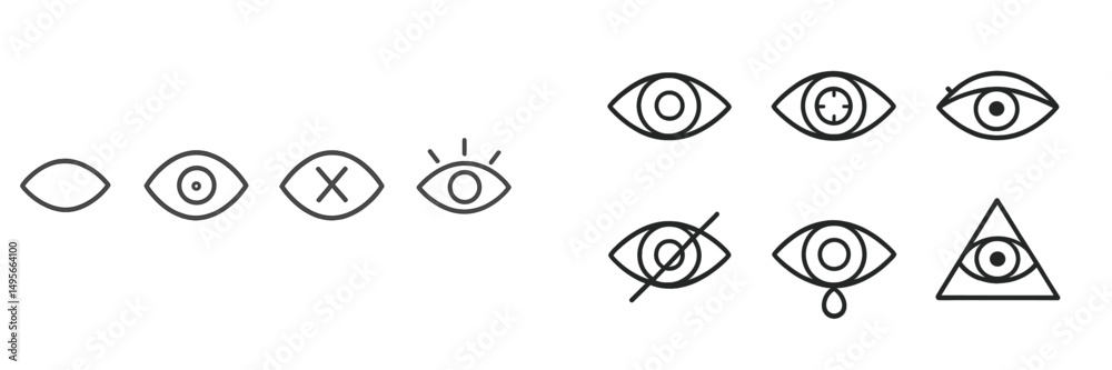 Symbols depicting various eye representations and their meanings, showcasing creativity in graphic design Symbols depicting various eye representations and their meanings, showcasing creativity in graphic design
