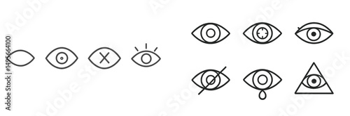 Symbols depicting various eye representations and their meanings, showcasing creativity in graphic design