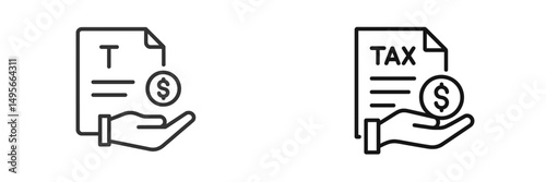 Financial symbols representing tax documents and money exchange during a business transaction or financial planning session