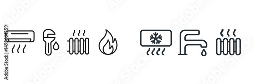 Heating and cooling symbols representing climate control systems for residential and commercial settings