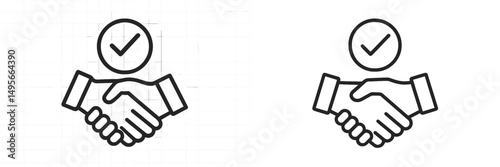 Handshake symbol representing agreement and collaboration in a minimalist design setting