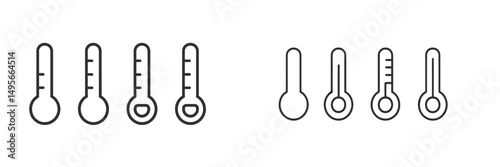 Thermometers displaying various measurement scales in a minimalistic design suitable for educational purposes or climate studies