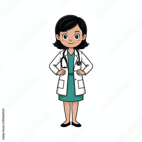 woman working as medical doctor isolated cartoon character on white background