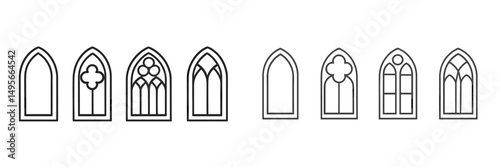 Detailed collection of various Gothic-style window designs ideal for architectural inspiration