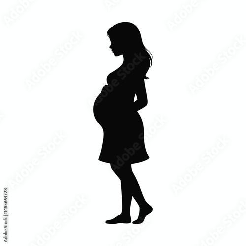 silhouette of a pregnant woman isolated on a white background