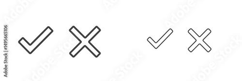 Symbols representing affirmative and negative responses displayed side by side in a minimalist style for clear visual communication