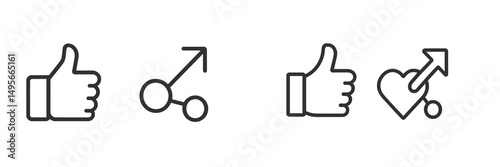 Symbols representing positive feedback and engagement in digital communication