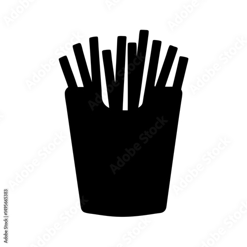 Black and white icon representing a classic order of french fries