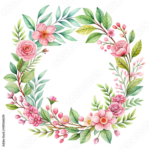 Watercolor Floral Wreath Clipart