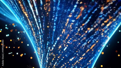 Colorful Abstract Digital Tornado with Luminous Particles in Space
