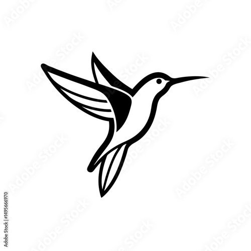 minimal line art hummingbird in mid flight   elega 