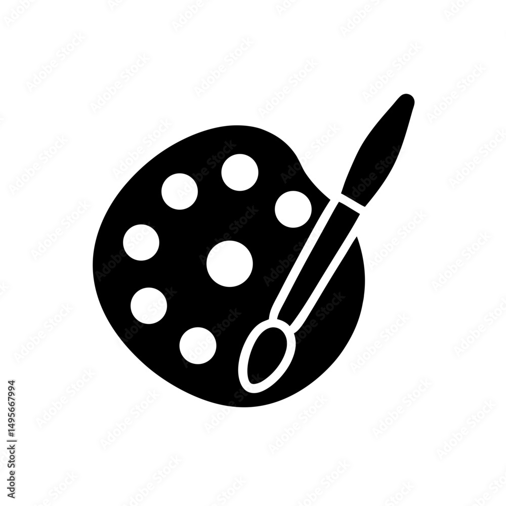 paint palette with brush   art class or creativity.svg