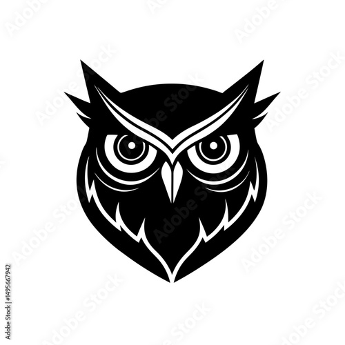 owl face with intense eyes   wisdom emblem 