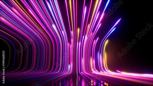 Stunning and Vibrant Neon Light Trails Captured Beautifully in Dynamic Motion and Movement