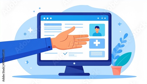 Wallpaper Mural Cyberbullying Prevention concept. Digital hand interacting with a healthcare interface on a computer screen. Torontodigital.ca