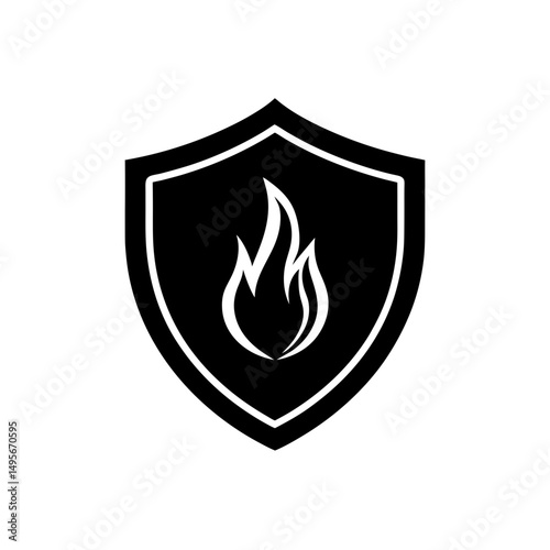 shield with flame symbol   fireproof or protection