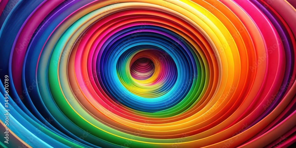 Abstract Colorful Swirling Tunnel of Vivid Hues and Saturated Tints Featuring a Hypnotic Depth Effect
