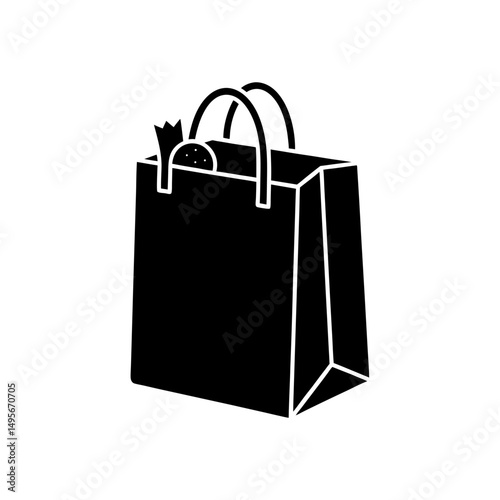 shopping bag with items   groceries or errands ico