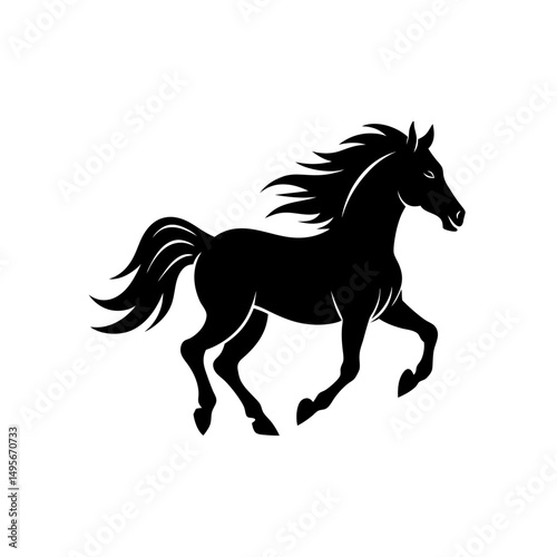 side view of a galloping horse silhouette   motion 