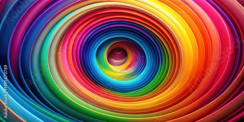 Abstract Colorful Swirling Tunnel of Vivid Hues and Saturated Tints Featuring a Hypnotic Depth Effect