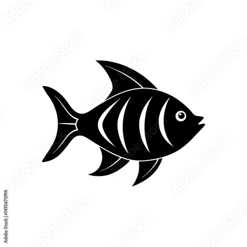 single fish with gradient fins   ocean life icon 