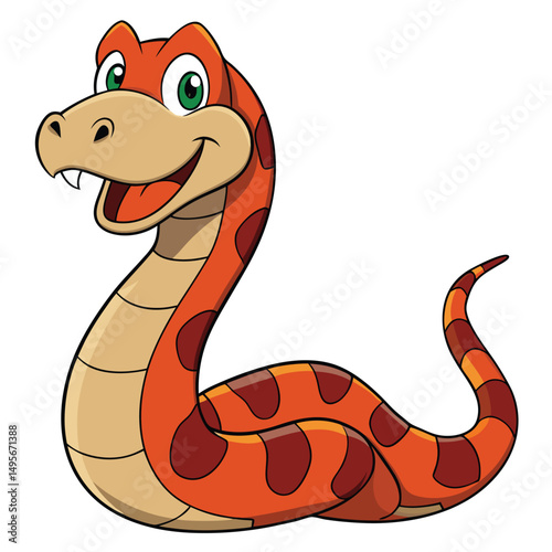 Cartoon sneaky boa constrictor on white background