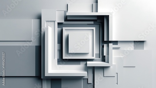 Monochromatic geometric abstraction with square patterns and dynamic shadows