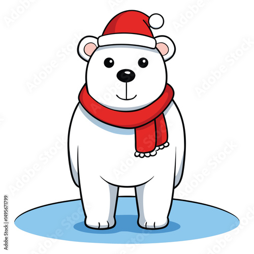 Cute Polar Bear Christmas Scarf