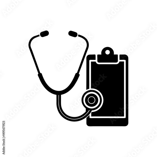 stethoscope and clipboard   medical or nurse icon .svg
