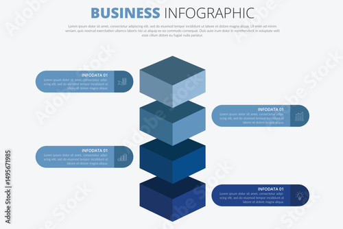 Business Infographic Cube Process Diagram – Vector 3D Cube Workflow Template