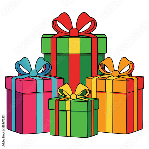 Colorful Christmas Gifts Holiday Presents