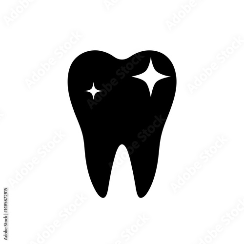 tooth with sparkle   dental care symbol on white  .svg