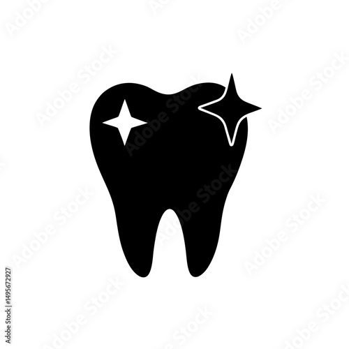 tooth with sparkle   dental care symbol on white 