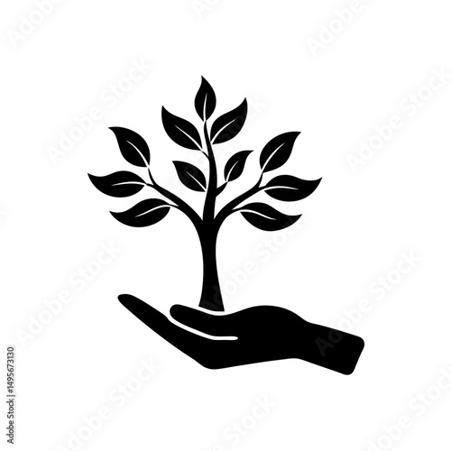 tree sapling in hand   reforestation or earth care.svg