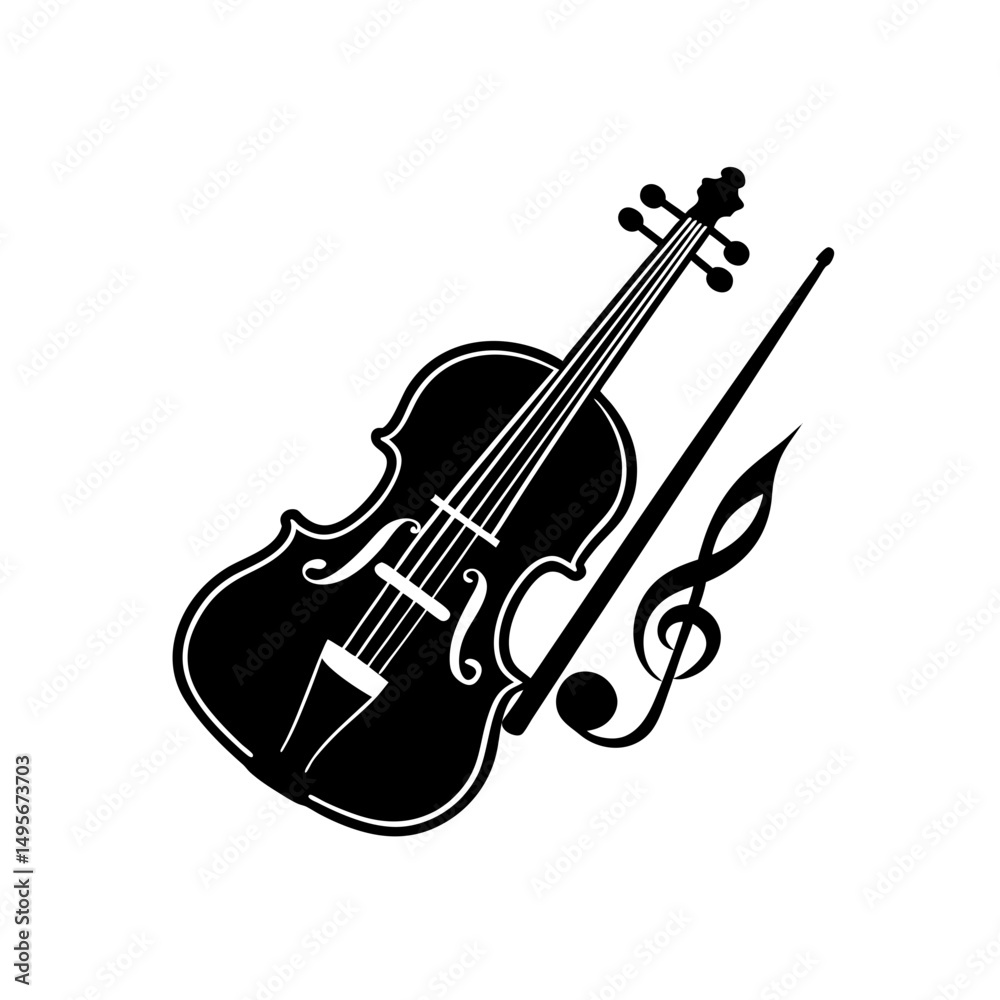 Obraz premium violin with bow orchestra or classical education.svg