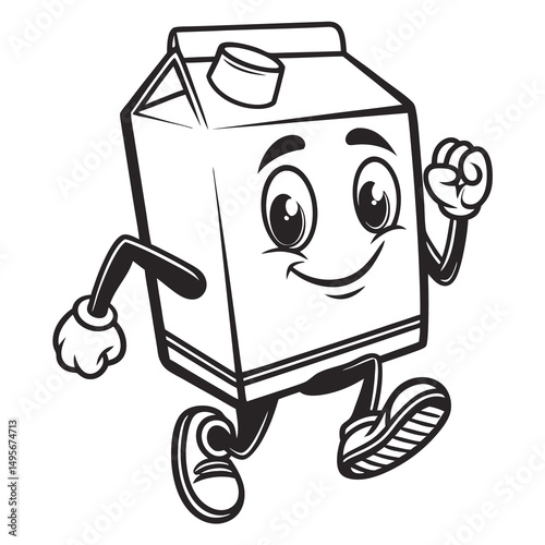 Happy Milk Carton Mascot Running