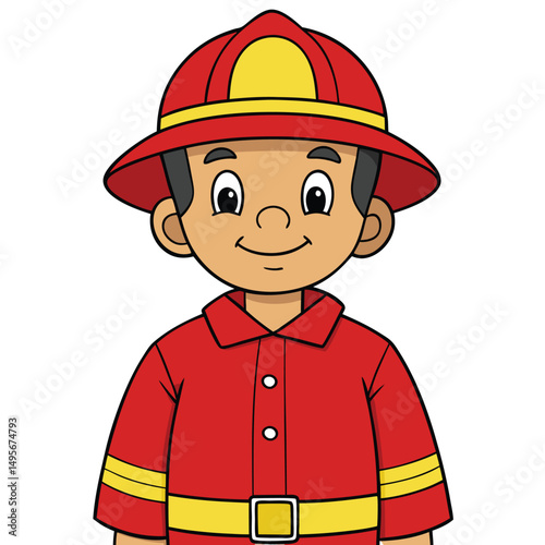 Cartoon fireman illustration on white background